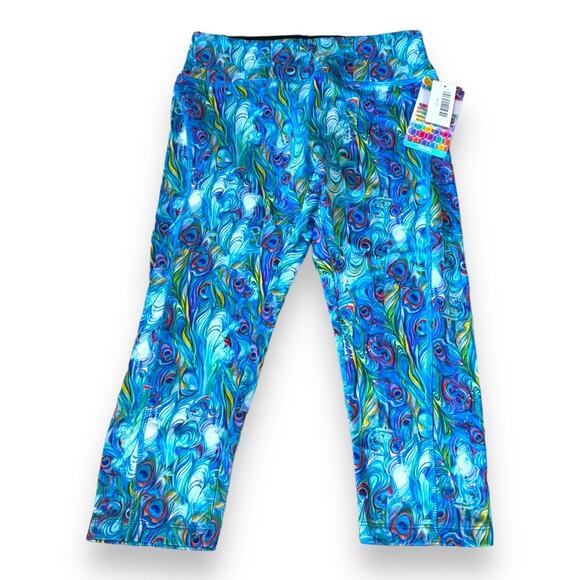 LuLaRoe Womens Leggings Sz XS Jade Athletic Capris Activewear Peacock Blue NEW - Picture 5 of 10